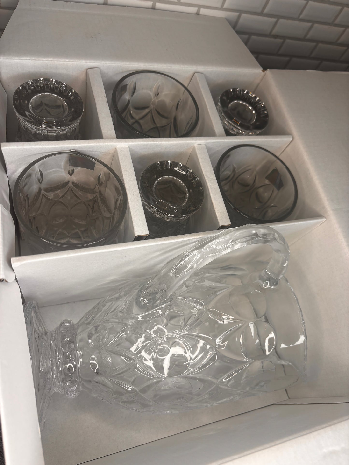 Edles Glas-Set im Kristall-Design – 7-teilig